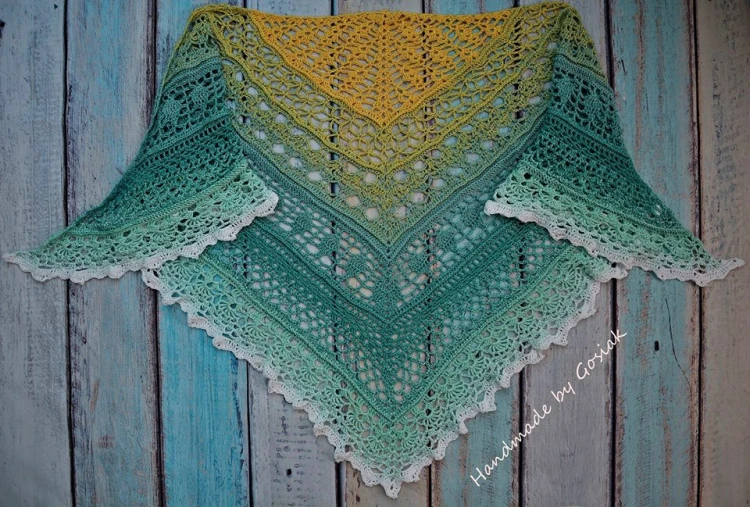 Handmade by Gosiak/ Wzór: Edlothia
Wymiary: 212cm × 106cm bez blokowania, motek 1000 m