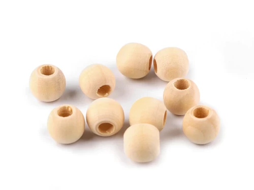 Koraliki drewniane / 14 mm / duży otwór 5mm / naturalny / 40 szt.