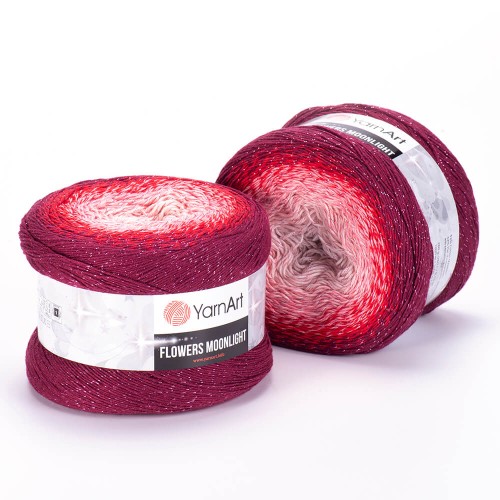 Włóczka YarnArt Flowers Moonlight - 3269 / czerwona nić lurex