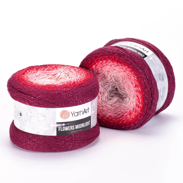 Włóczka YarnArt Flowers Moonlight - 3269 / czerwona nić lurex