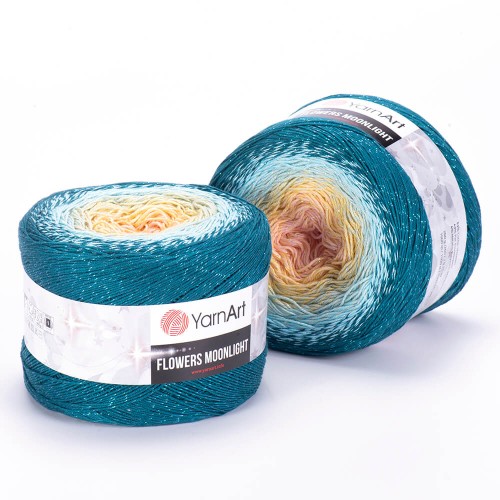 Włóczka YarnArt Flowers Moonlight - 3270 / zielona nić lurex