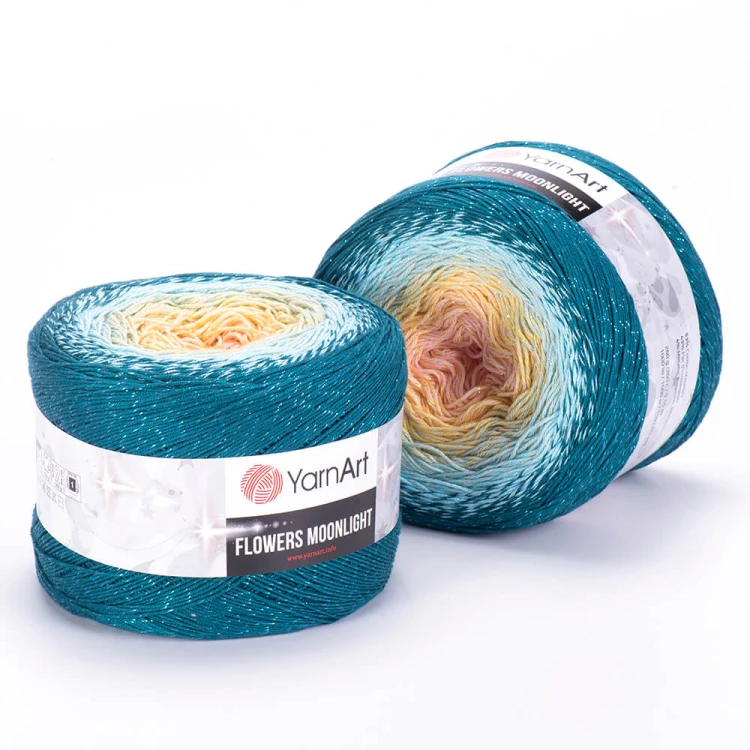 Włóczka YarnArt Flowers Moonlight - 3270 / zielona nić lurex