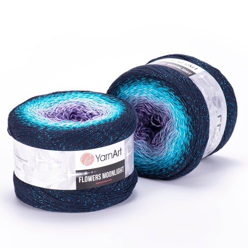 Włóczka YarnArt Flowers Moonlight - 3254 / niebieska nić lurex