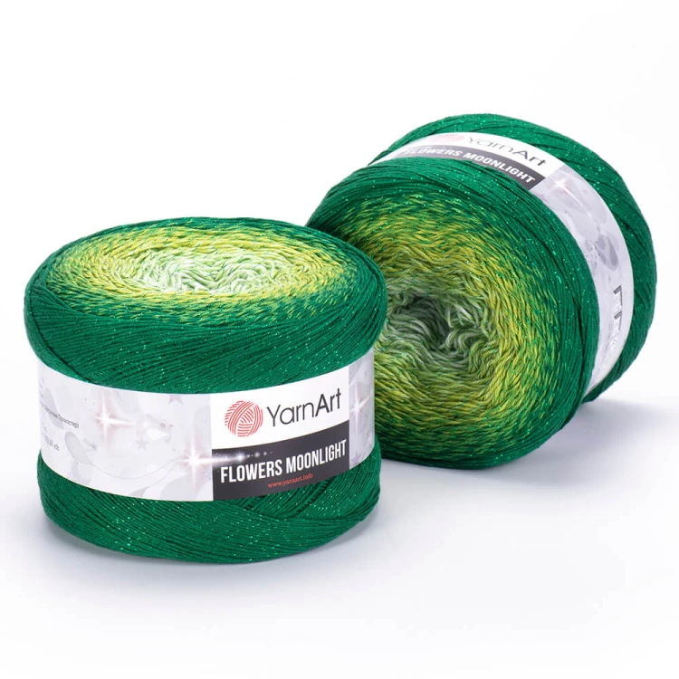 Włóczka YarnArt Flowers Moonlight - 3283 / zielona nić lurex