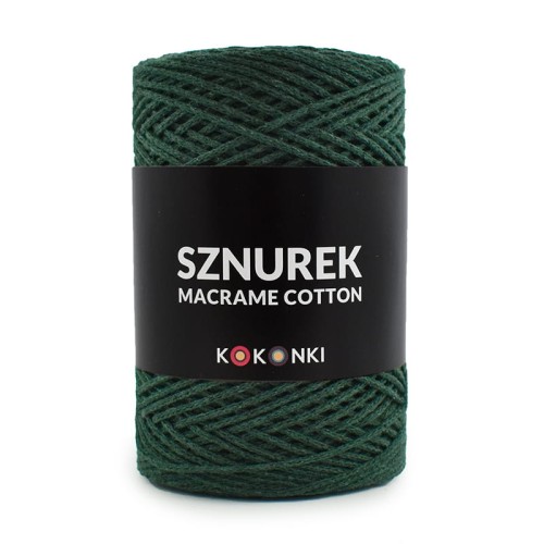 Sznurek Macrame Cotton by KOKONKI 2mm / rolka 200m / butelkowa zieleń