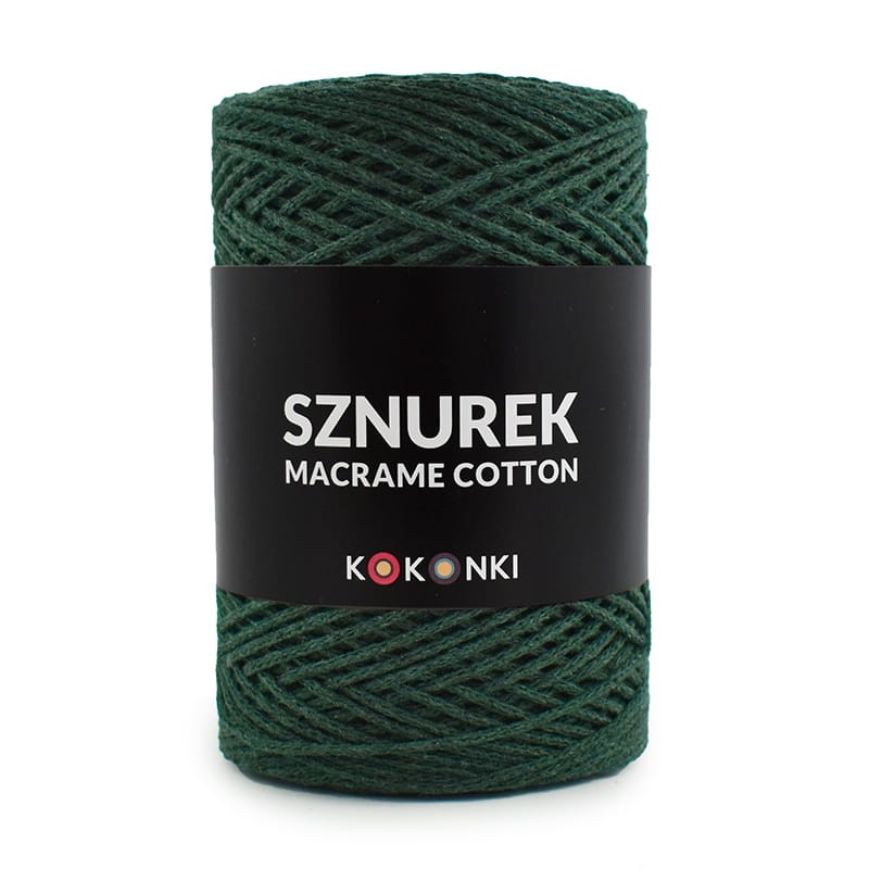 Sznurek Macrame Cotton by KOKONKI 2mm / rolka 200m / butelkowa zieleń