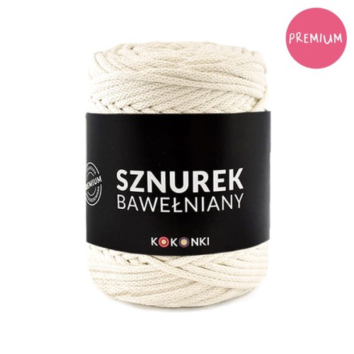PREMIUM Sznurek bawełniany by KOKONKI 5mm / rolka 100m / krem