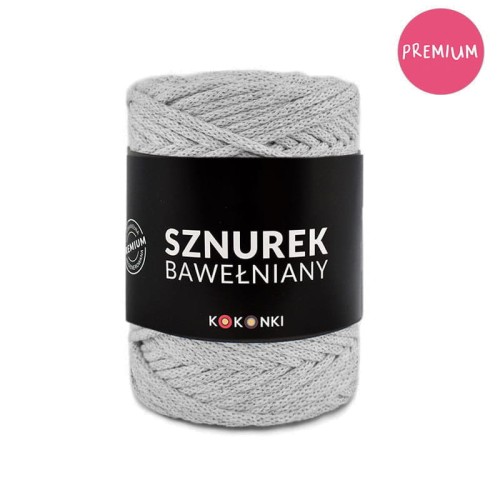 PREMIUM sznurek bawełniany by KOKONKI 5mm / rolka 100m / jasny szary