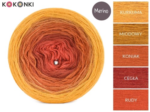 KOKONEK Merino 712 - Kurkuma/miodowy/koniak/cegła/rudy