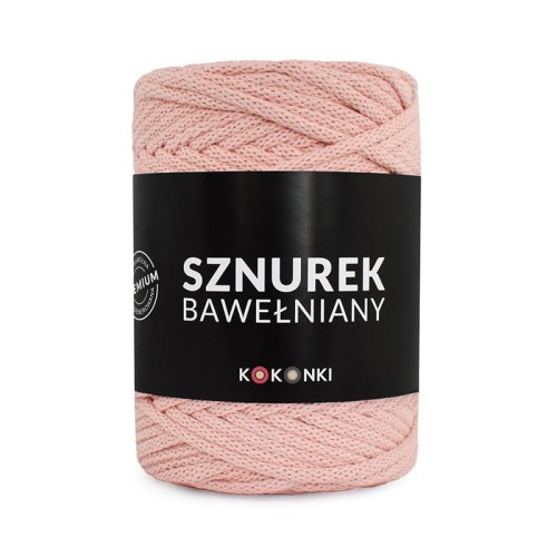 PREMIUM sznurek bawełniany by KOKONKI 5mm / rolka 100m / łososiowy róż