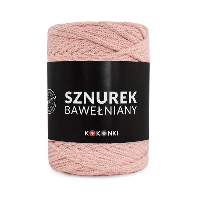 PREMIUM sznurek bawełniany by KOKONKI 5mm / rolka 100m / łososiowy róż