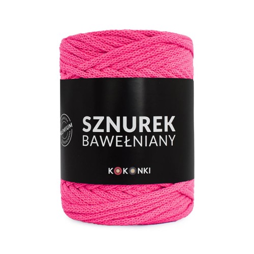 PREMIUM sznurek bawełniany by KOKONKI 5mm / rolka 100m / fuksja