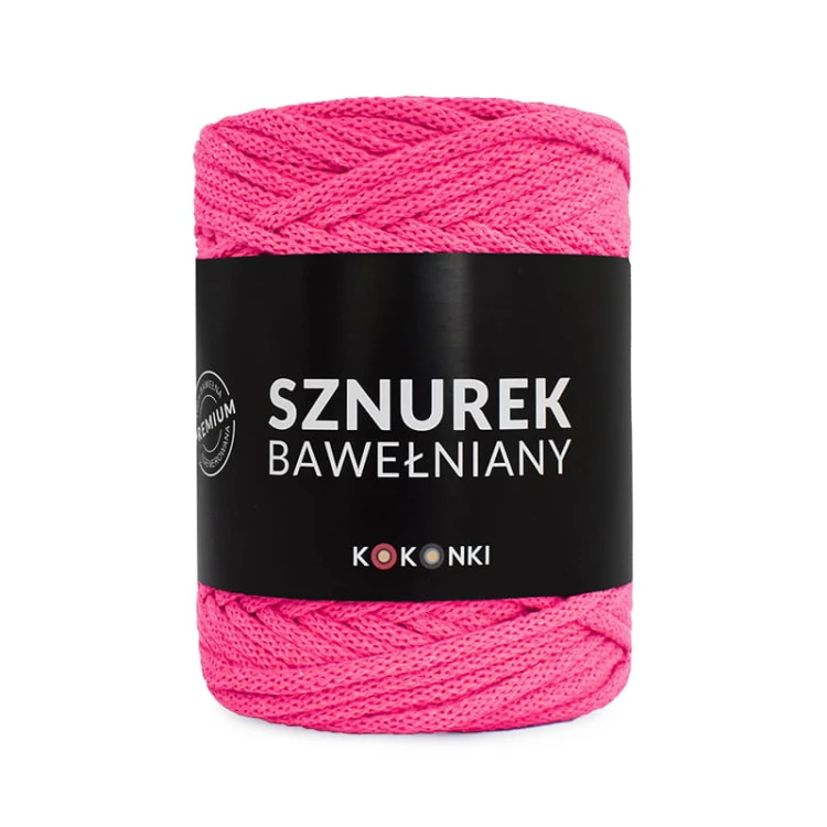 PREMIUM sznurek bawełniany by KOKONKI 5mm / rolka 100m / fuksja