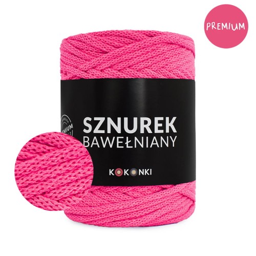 PREMIUM sznurek bawełniany by KOKONKI 5mm / rolka 100m / fuksja