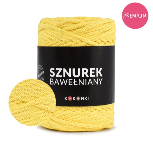 PREMIUM sznurek bawełniany by KOKONKI 5mm / rolka 100m / cytryna