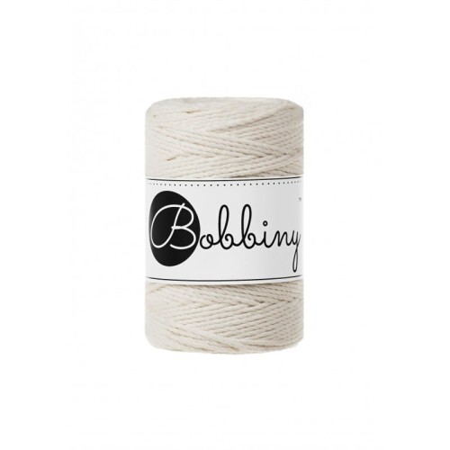 Sznurek skręcany 3-żyłowy bawełniany Bobbiny 3ply Macrame Rope / Naturalny / Natural / 1,5mm / 100m