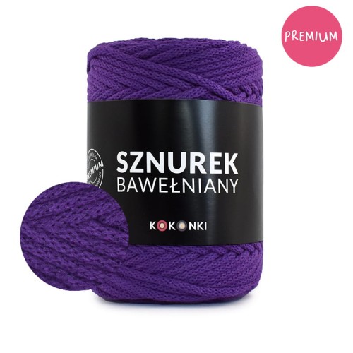 PREMIUM sznurek bawełniany by KOKONKI 5mm / rolka 100m / bakłażan