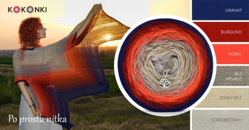 KOKONEK Classic B161 Po prostu nitka - Granat/burgund/koral/beż melanż/zimny beż/szarobeżowy
