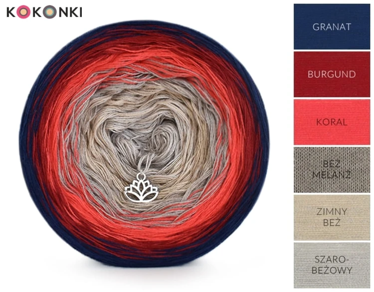 KOKONEK Classic B161 Po prostu nitka - Granat/burgund/koral/beż melanż/zimny beż/szarobeżowy