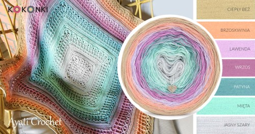 KOKONEK Classic B157 Ayati Crochet - Ciepły beż/brzoskwinia/lawenda/wrzos/patyna/mięta/jasny szary