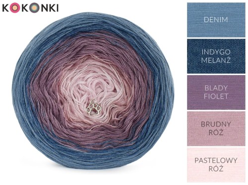 KOKONEK Classic A327 Denim/indygo melanż/blady fiolet/brudny róż/pastelowy róż