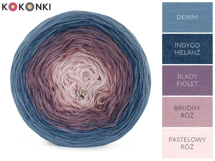 KOKONEK Classic A327 Denim/indygo melanż/blady fiolet/brudny róż/pastelowy róż