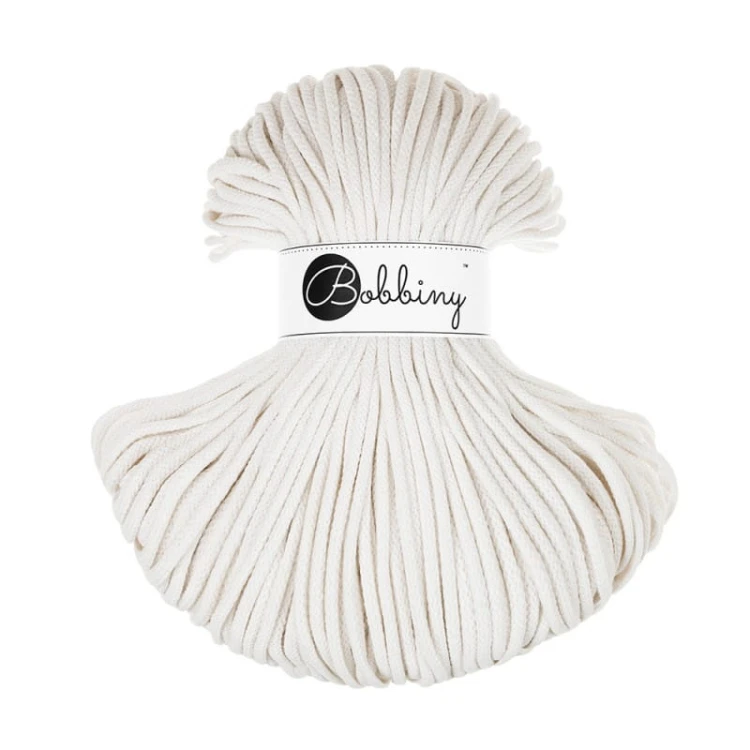 Sznurek pleciony bawełniany Bobbiny Premium / Złamana Biel / Off White / 5mm / 100m