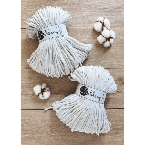 Sznurek pleciony bawełniany Bobbiny Premium / Złamana Biel / Off White / 5mm / 100m