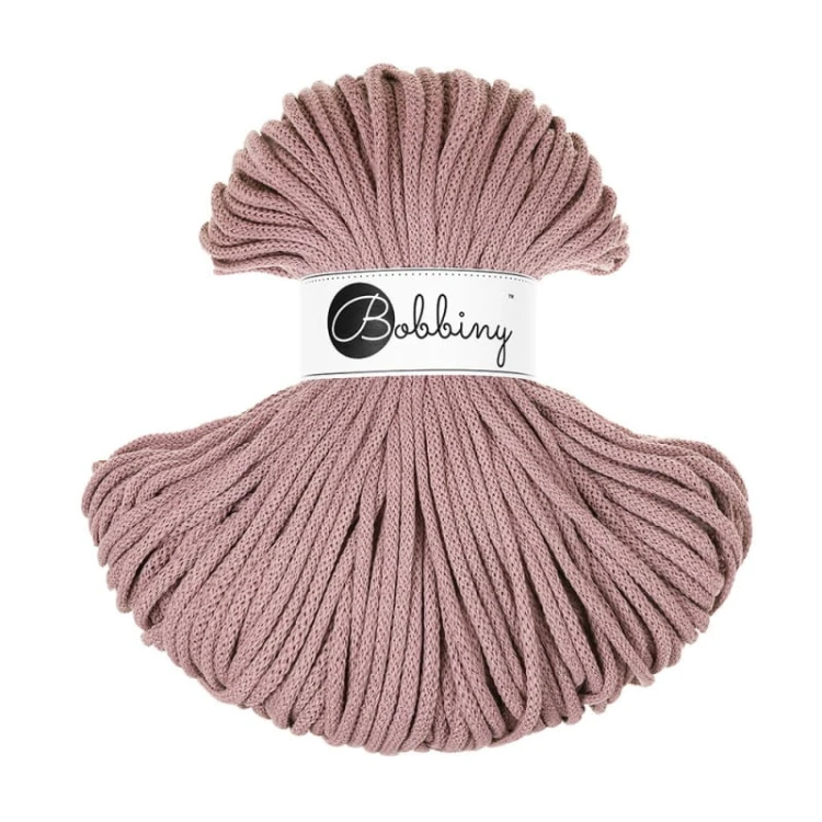 Sznurek pleciony bawełniany Bobbiny Premium / Wrzosowy / Mauve / 5mm / 100m