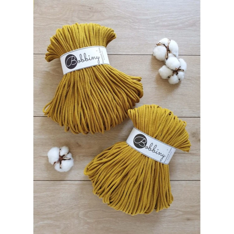 Sznurek pleciony bawełniany Bobbiny Premium / Curry / Spicy Yellow / 5mm / 100m