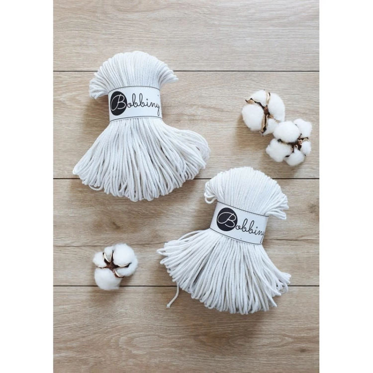 Sznurek pleciony bawełniany Bobbiny Junior / Złamana Biel / Off White / 3mm / 100m