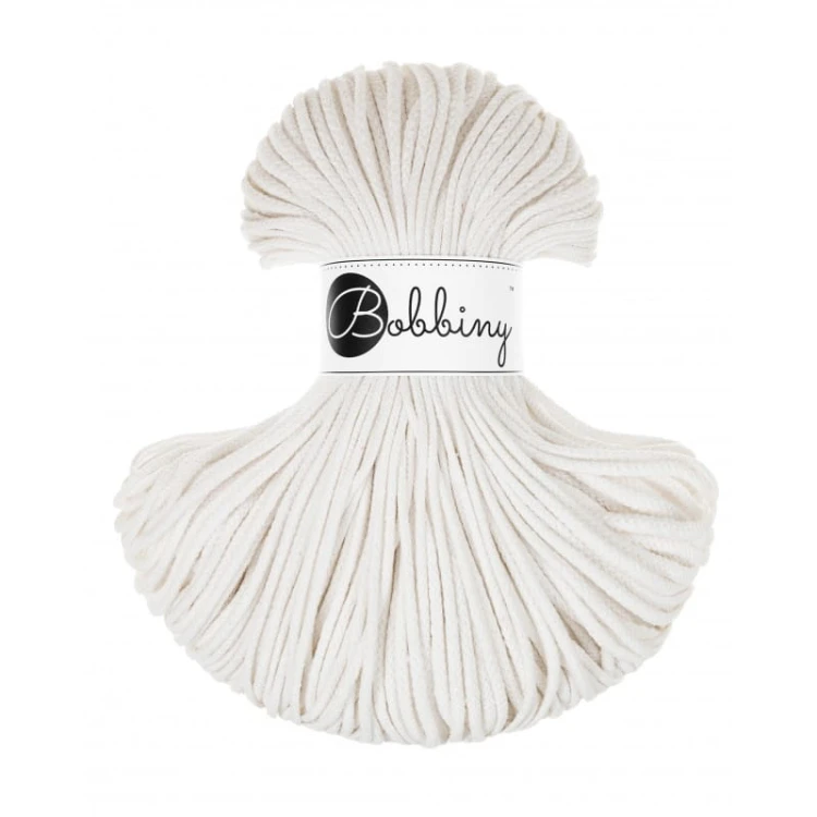 Sznurek pleciony bawełniany Bobbiny Junior / Złamana Biel / Off White / 3mm / 100m