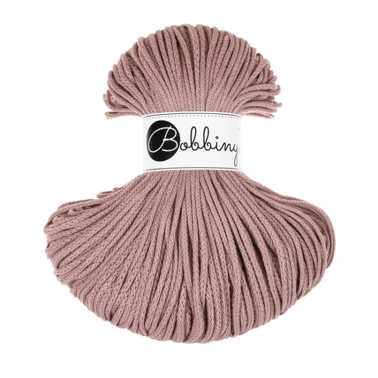 Sznurek pleciony bawełniany Bobbiny Junior / Wrzosowy / Mauve / 3mm / 100m