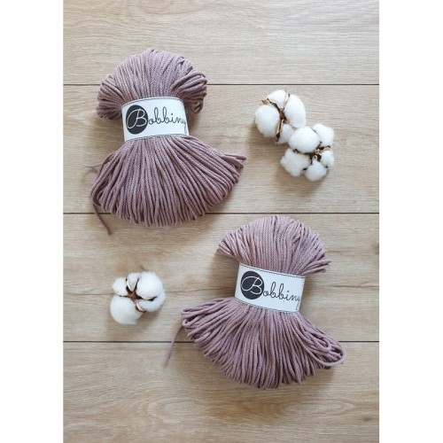 Sznurek pleciony bawełniany Bobbiny Junior / Wrzosowy / Mauve / 3mm / 100m