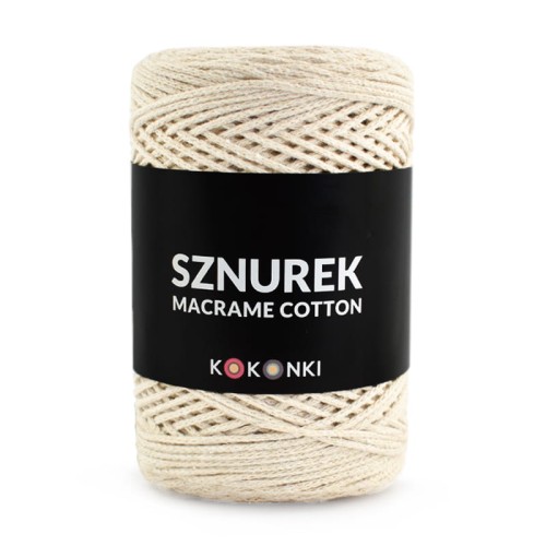 Sznurek Macrame Cotton by KOKONKI 2mm / rolka 200m / ciepły beż (wiązany)