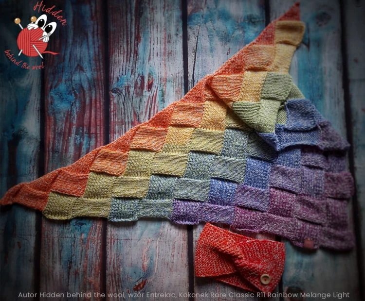 Autor Hidden behind the wool wzór Entrelac Kokonek Rare Classic R11 Rainbow Melange Light .jpg