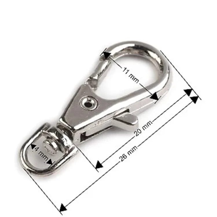 Karabińczyk metalowy / ciemny nikiel / 11x26 mm / 5 szt.