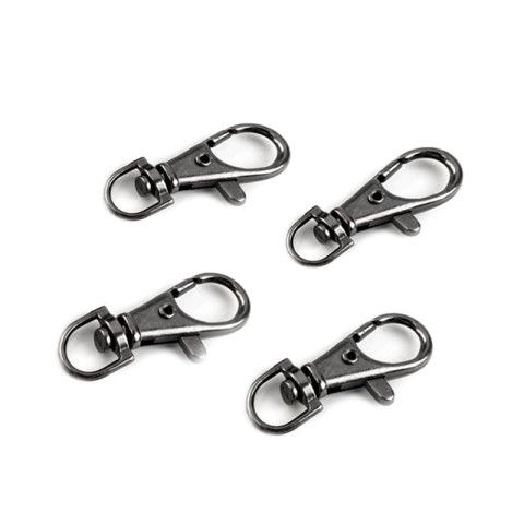 Karabińczyk metalowy do chwostów 10 mm / 13x40 mm / ciemny nikiel / 4 szt.