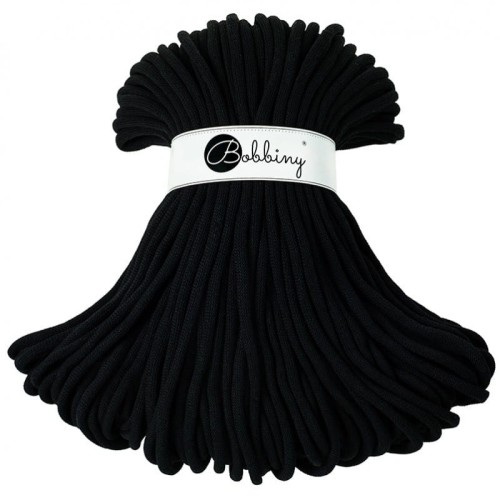 Sznurek pleciony bawełniany Bobbiny Jumbo / Czarny / Black/ 9mm / 100m
