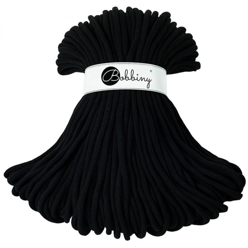Sznurek pleciony bawełniany Bobbiny Jumbo / Czarny / Black/ 9mm / 100m