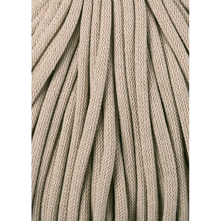 Sznurek pleciony bawełniany Bobbiny Jumbo / Beżowy / Beige / 9mm / 100m