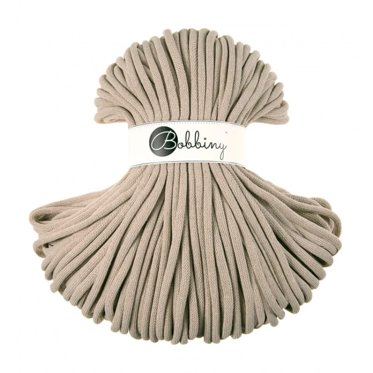 Sznurek pleciony bawełniany Bobbiny Jumbo / Beżowy / Beige / 9mm / 100m