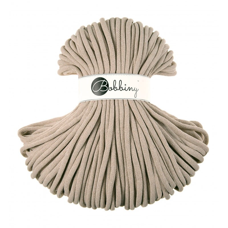 Sznurek pleciony bawełniany Bobbiny Jumbo / Beżowy / Beige / 9mm / 100m