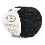 Włóczka Stenli Merino Tweed 12418 / czerń z morskim