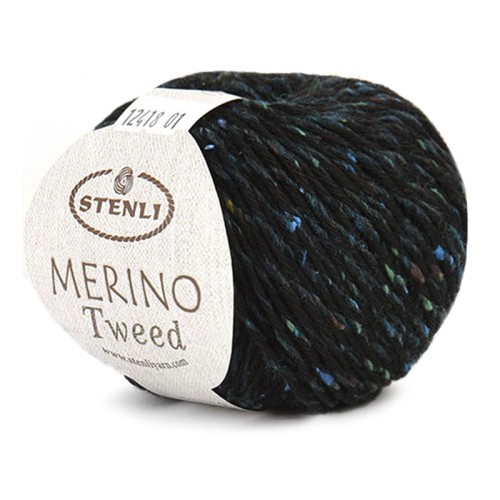 Włóczka Stenli Merino Tweed / 12418 czerń z morskim