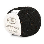 Włóczka Stenli Merino Tweed 12424 / czerń z granatem