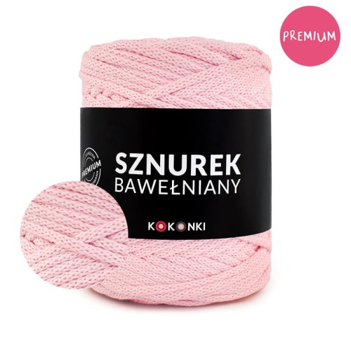 PREMIUM sznurek bawełniany by KOKONKI 5mm / rolka 100m / róż