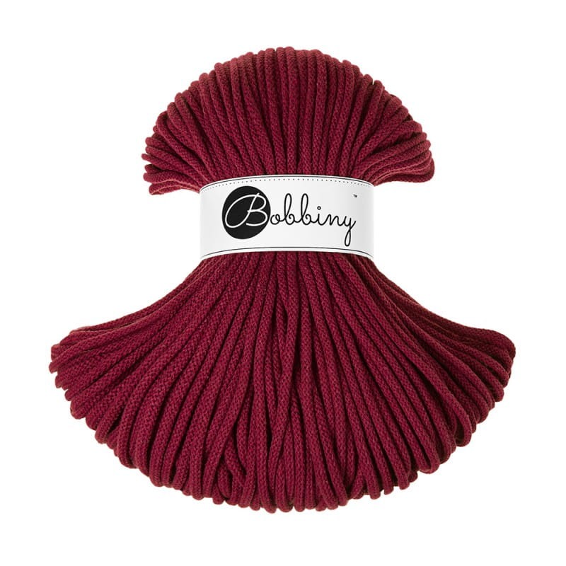 Sznurek pleciony bawełniany Bobbiny Premium / Czerwone Wino / Wine Red / 5mm / 100m
