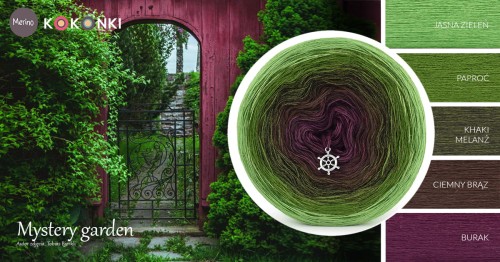 KOKONEK Merino 718 Mystery garden - Jasna zieleń/paproć/khaki melanż/ciemny brąz/burak