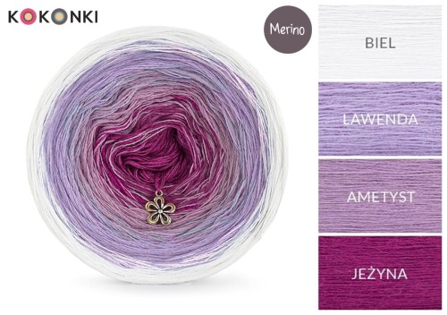 KOKONEK Merino 376 Dried Rose - Biel/lawenda/ametyst/jeżyna